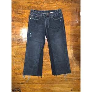 Vintage Monarchy Distressed Jeans Tagged 34 33X25 12/14 Cropped Flare Streetwear